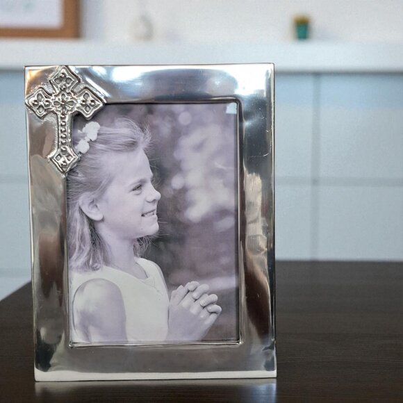 Mariposa Other - Mariposa Silver Beaded Cross 5x7 Frame  Brutalist Christian Photo